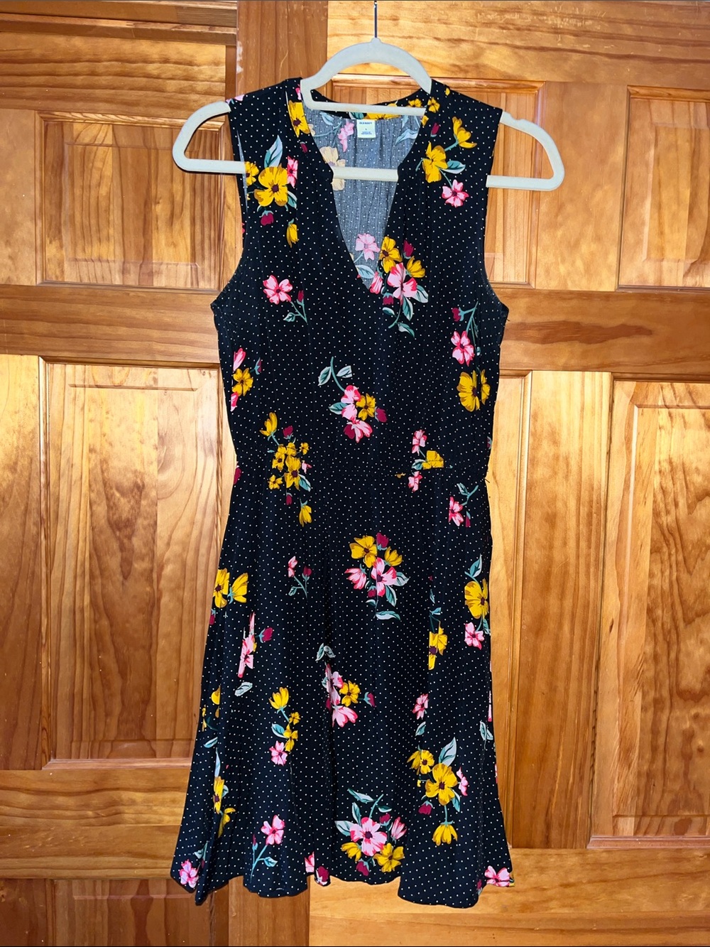 Black Floral Sleeveless Wrap Dress